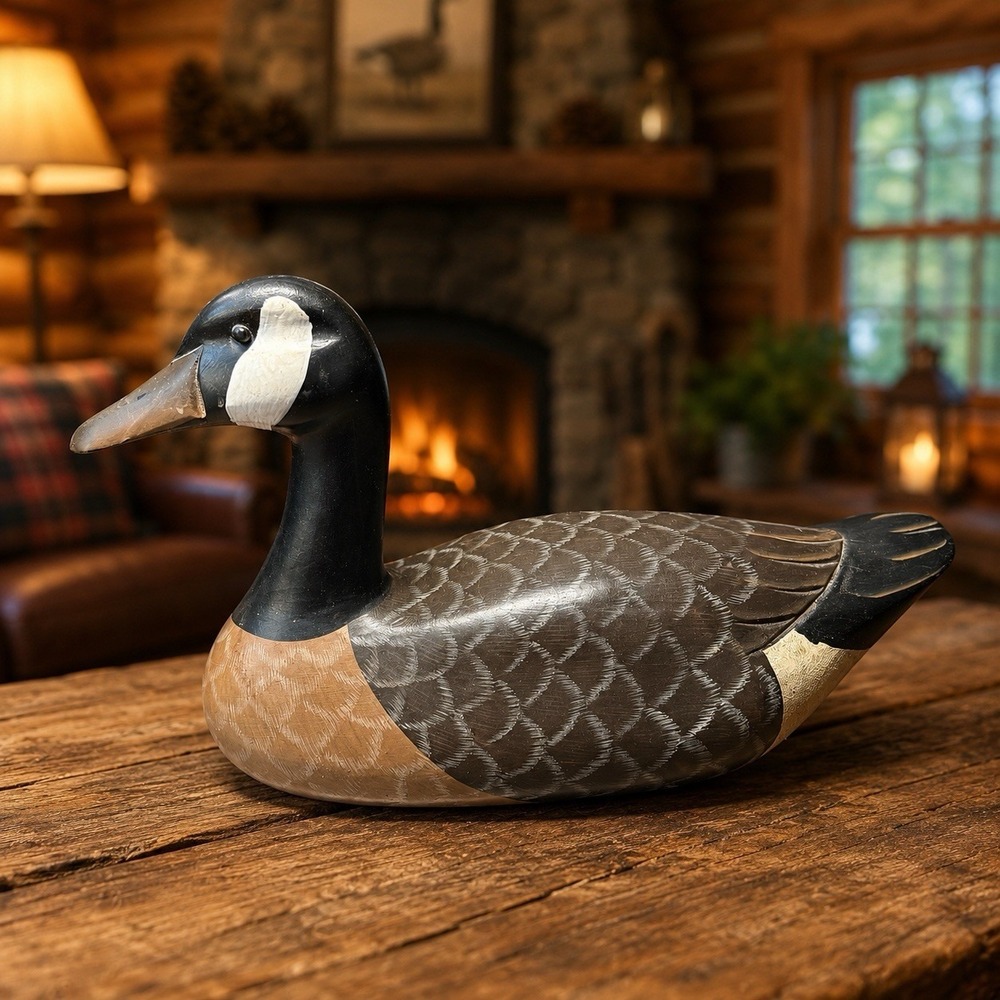 Vintage Canada Goose Wood Decoy Cabin Lodge Decor Folk Art 1999